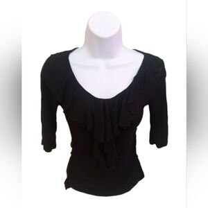 Black Long Sleeve Ruffle Top
